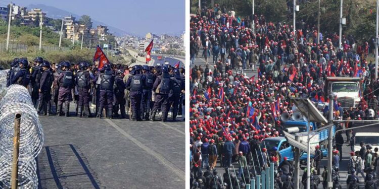 दुर्गा प्रसाई र युवा संघ समूहको प्रदर्शनले उपत्यकाको सवारी आवागमन अस्तव्यस्त