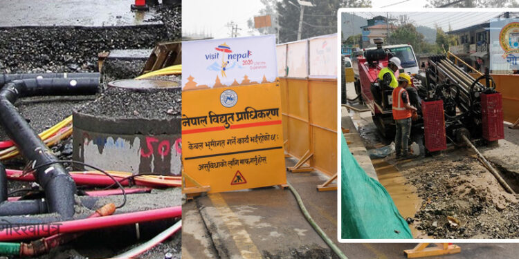 सडक विभागको नियतले गर्दा विद्युतीय तार भूमिगत कार्य रोकियो