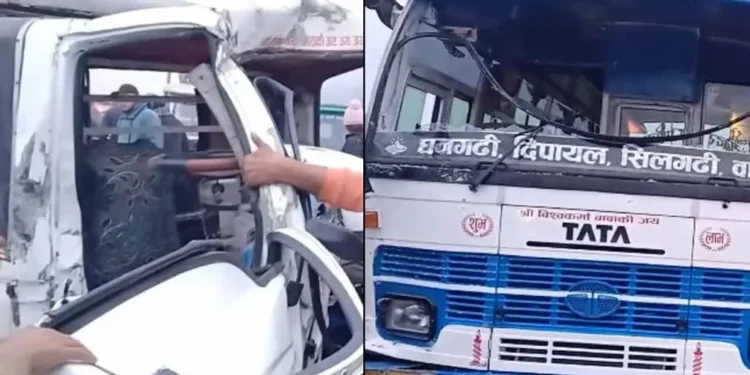 कैलालीमा बस र म्याजिक ठोक्किँदा ९ जना घाइते