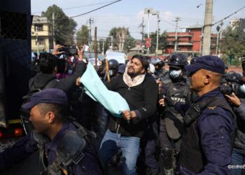 माइतीघरमा प्रदर्शन गर्ने नेविसंघका कार्यकर्ता पक्राउ